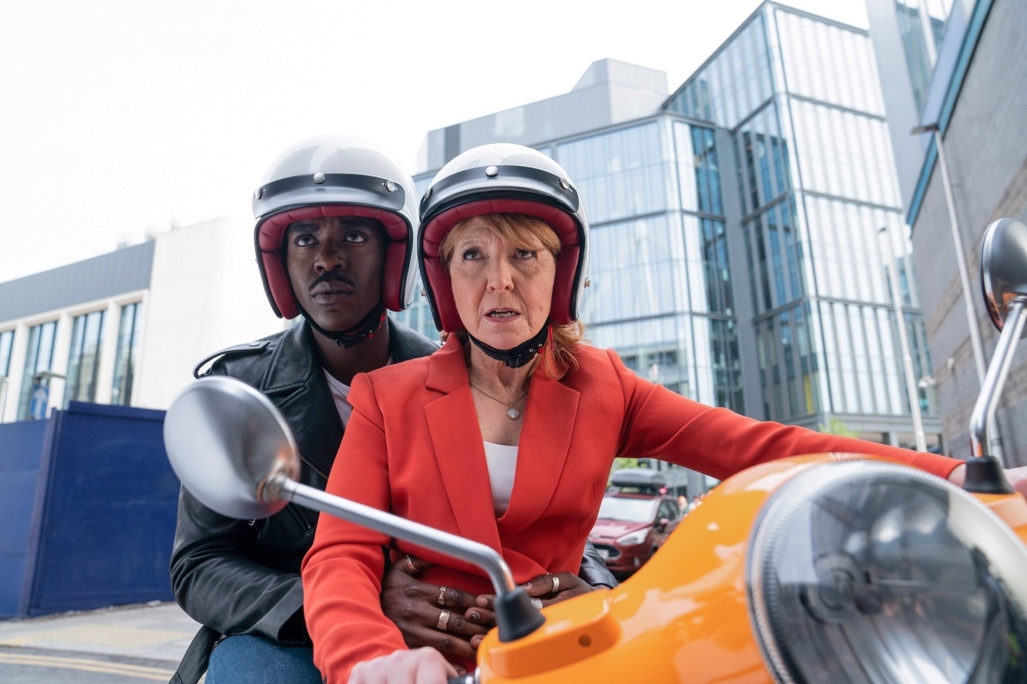 Ncuti Gatwa and Bonnie Langford in "Empire of Death."