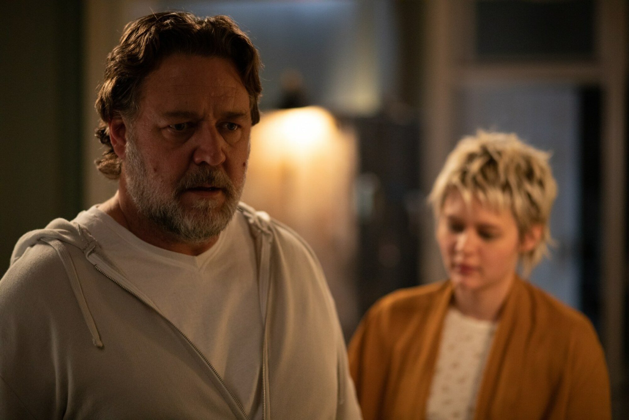 Russell Crowe and Ryan Simpkins in "The Exorcism."