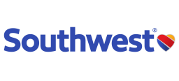 Blue Southwest Airlines logo with blue, red, and yellow striped heart