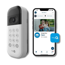 myQ Smart Garage Door Video Keypad on white background