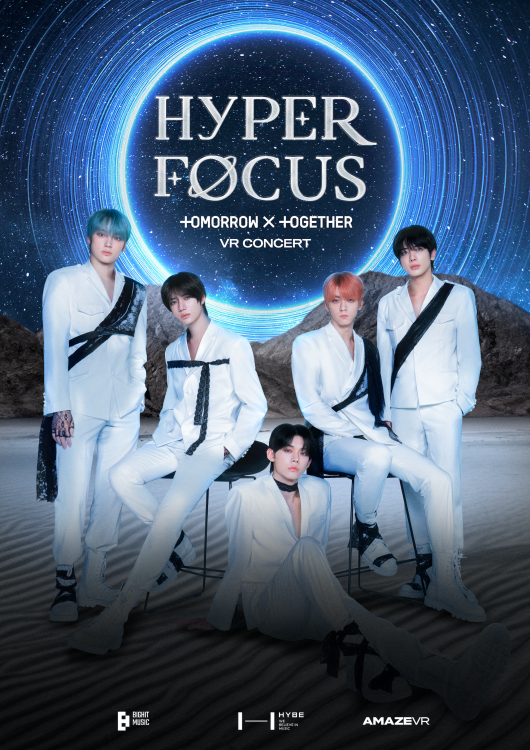 The poster for HYPERFOCUS: TOMORROW X TOGETHER VR CONCERT.