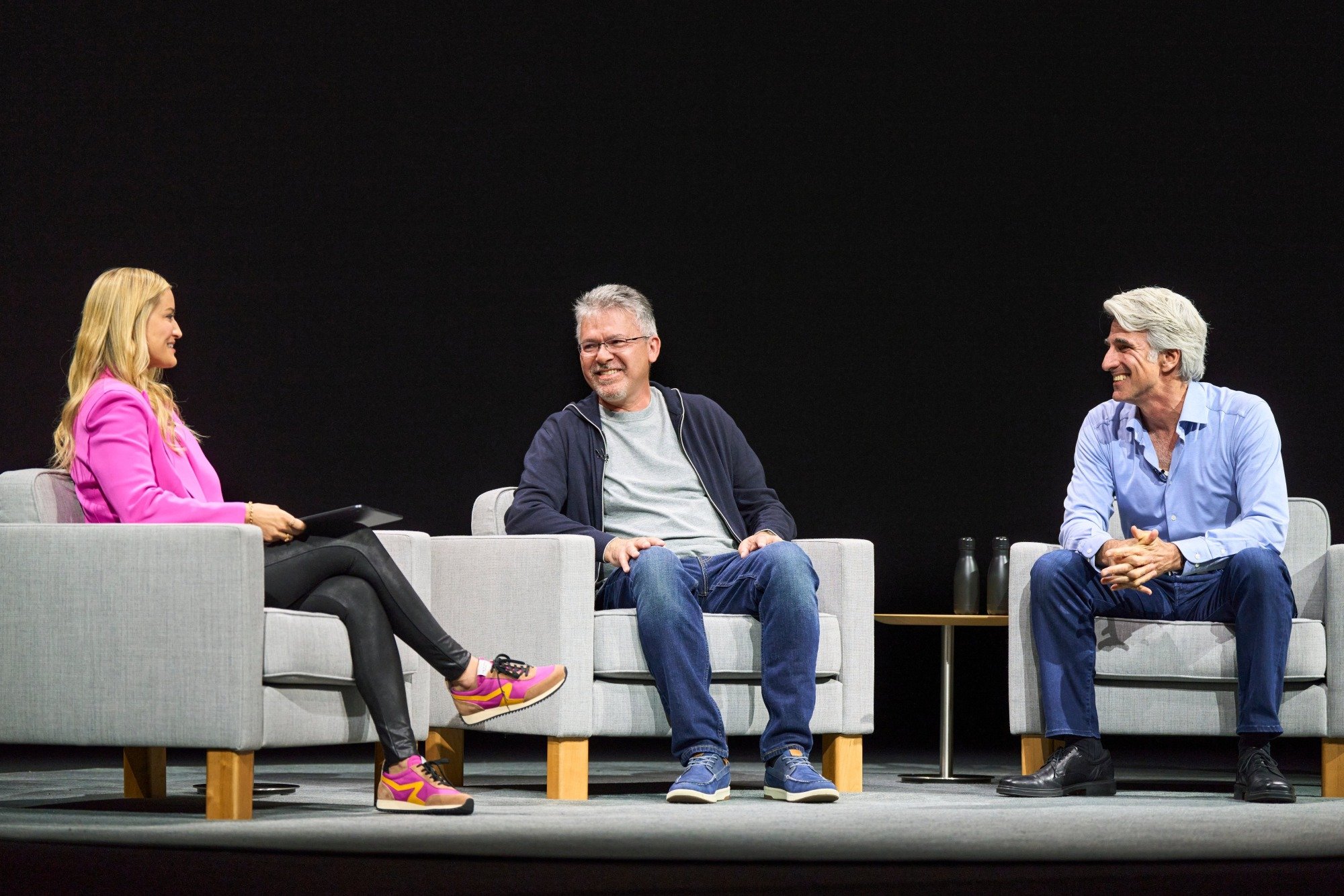 iJustine, Craig Federighi, and John Giannandrea