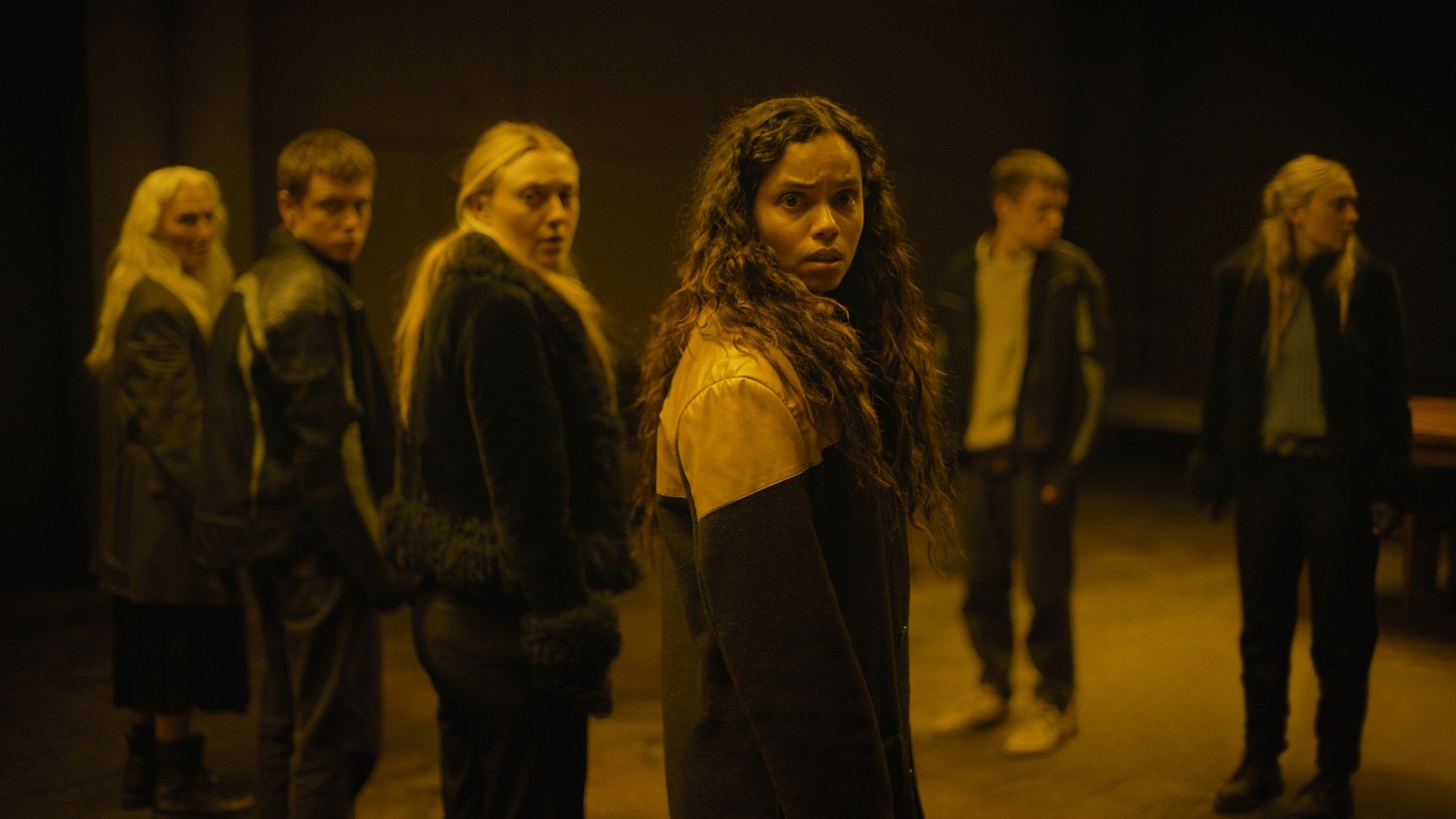 Oliver Finnegan, Georgina Campbell, Olwen Fouéré, and Dakota Fanning are trapped in "The Watchers."