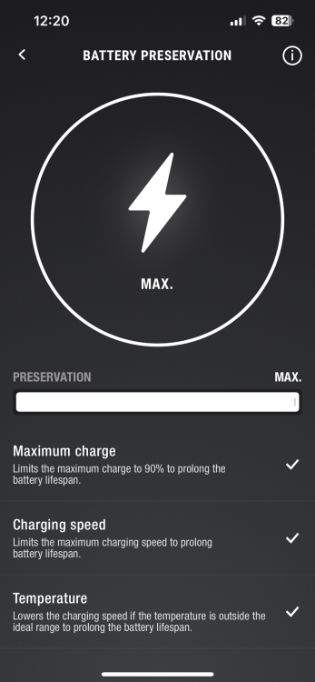 screenshot of battery preservation screen