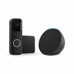 Blink doorbell and sync module with Echo Pop speaker