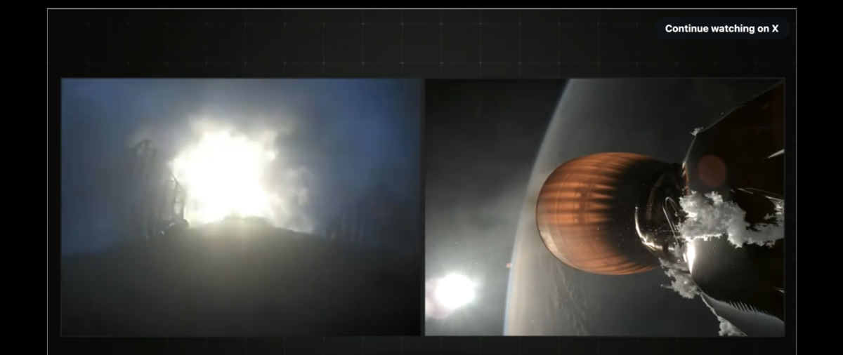 SpaceX Falcon 9 rocket having a failure in flight