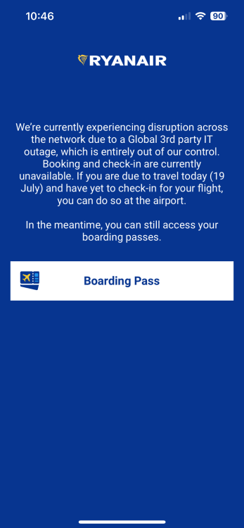 Ryanair's message to travellers.