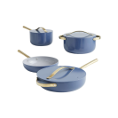 Caraway Home 7-Piece Sapphire Blue Non-Stick Ceramic Cookware Set with Gold Hardware