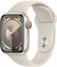 An Apple Watch Series 8 in Starlight aluminum