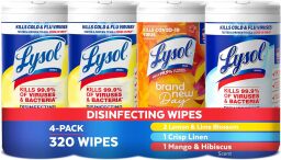 four lysol disinfectant wipes tubes