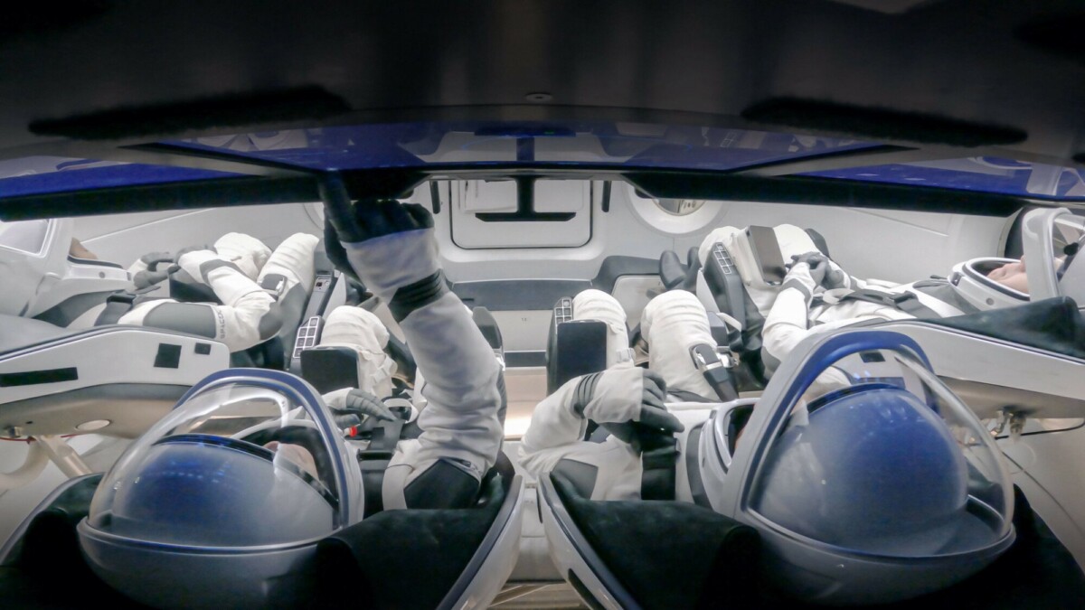 SpaceX Crew-9 training in a Dragon capsule