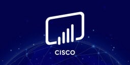 Cisco logo on blue background