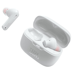 JBL Tune earbuds on white background