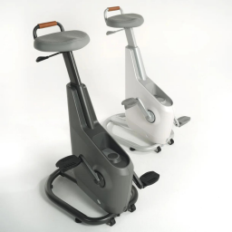 gray and white under-desk bike stations