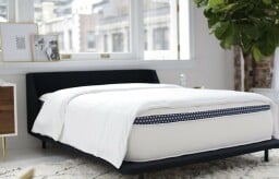 a winkbed mattress in a bedroom with a blanket over it