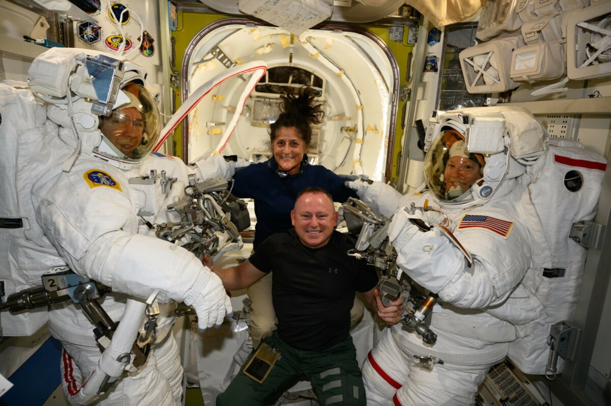 Suni Williams, Butch Wilmore, and other astronauts working in the International Space Station