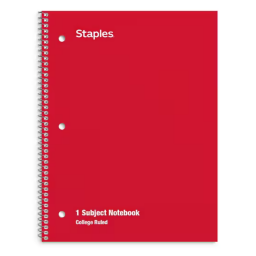 Staples® 1-Subject Notebook, 8 x 10.5, College Ruled, 70 Sheets