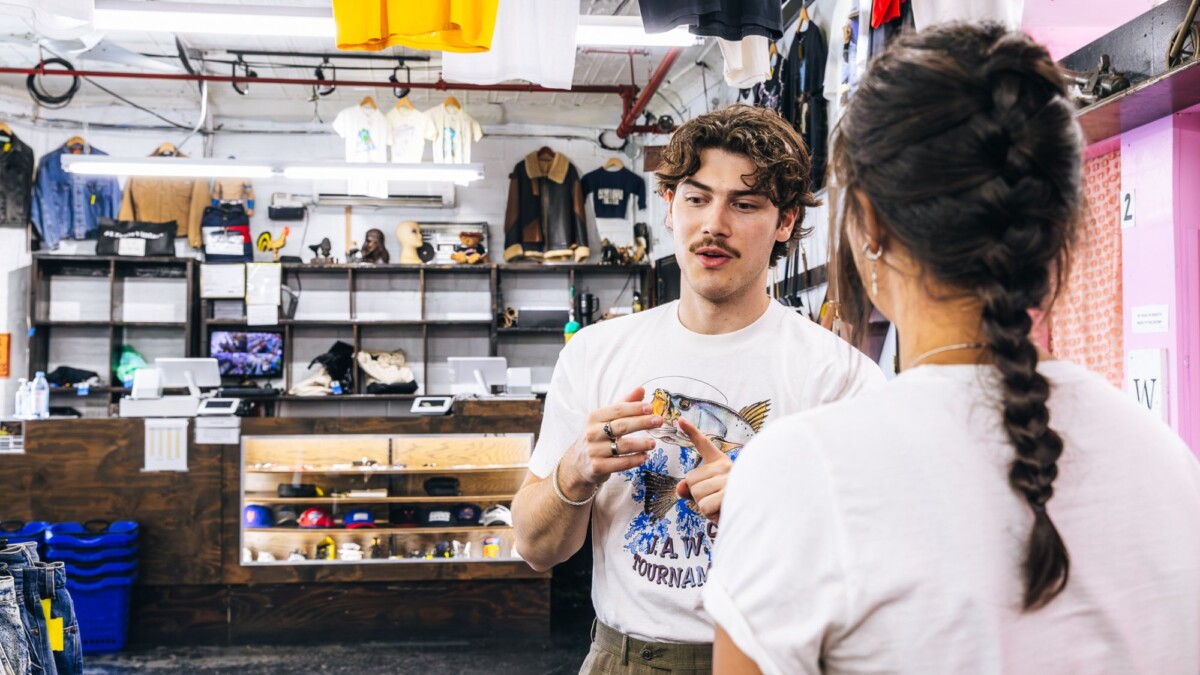 Jack Innanen at a thrift store in Bushwick, New York