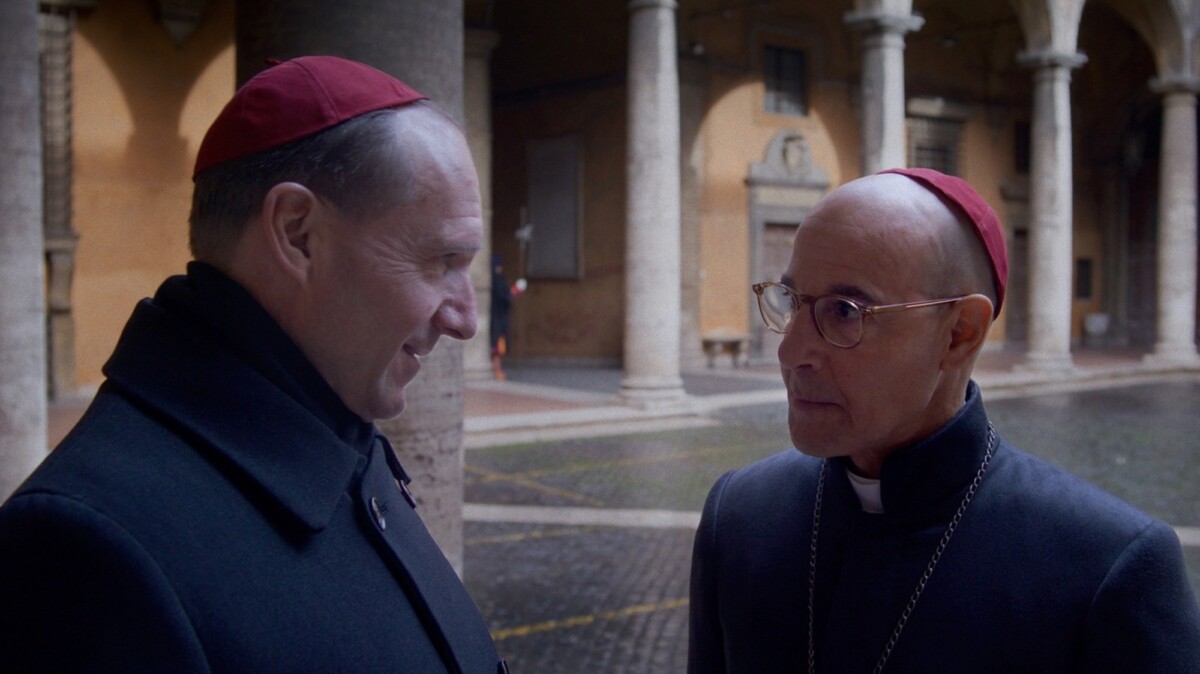 Ralph Fiennes and Stanley Tucci plays cardinals in the papal conclave in "Conclave."