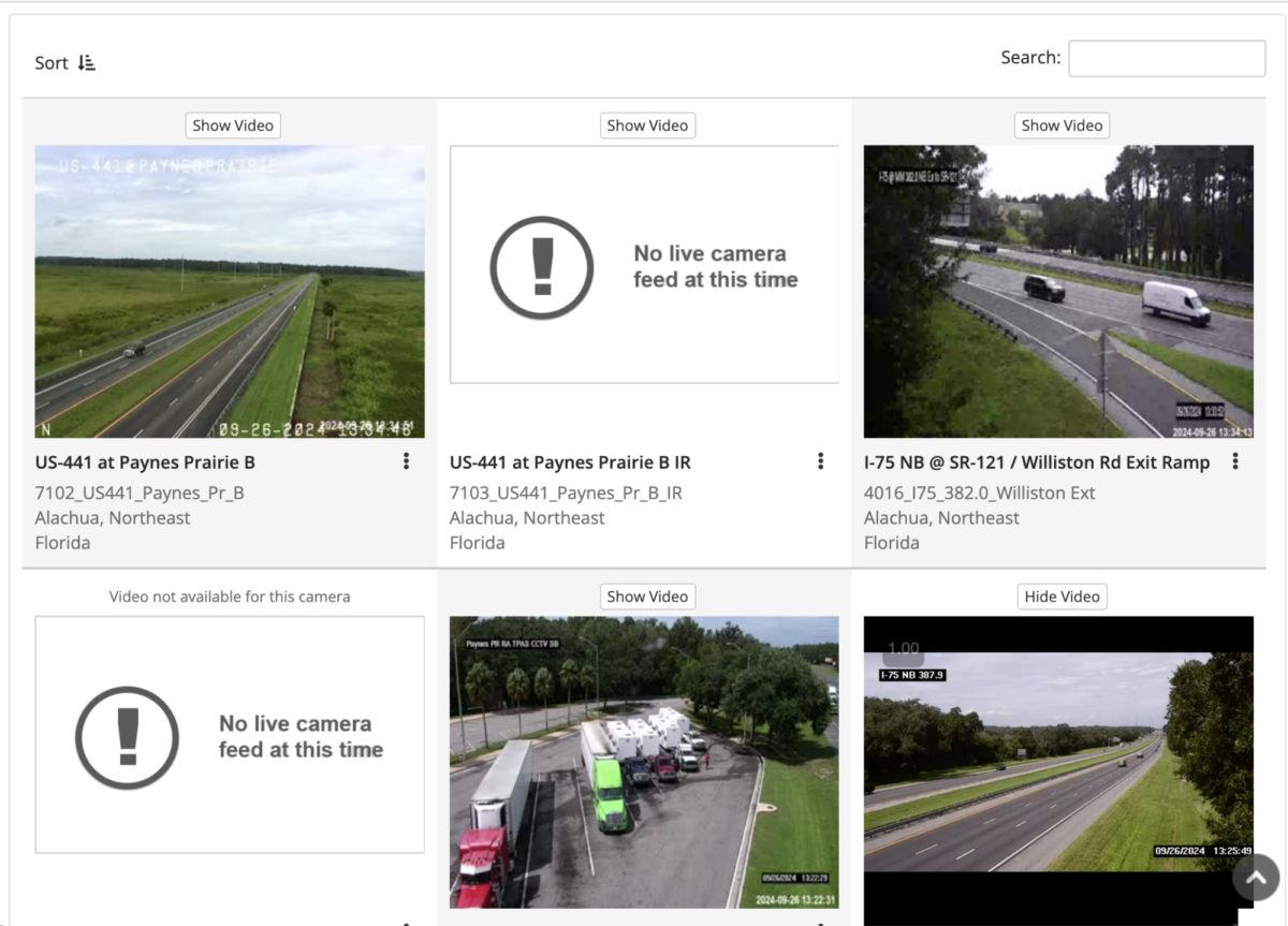 the FL511 website showing video feeds of road conditions