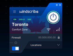 windscribe VPN interface