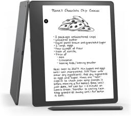 a kindle scribe displays a handwritten recipe for chocolate chip cookies