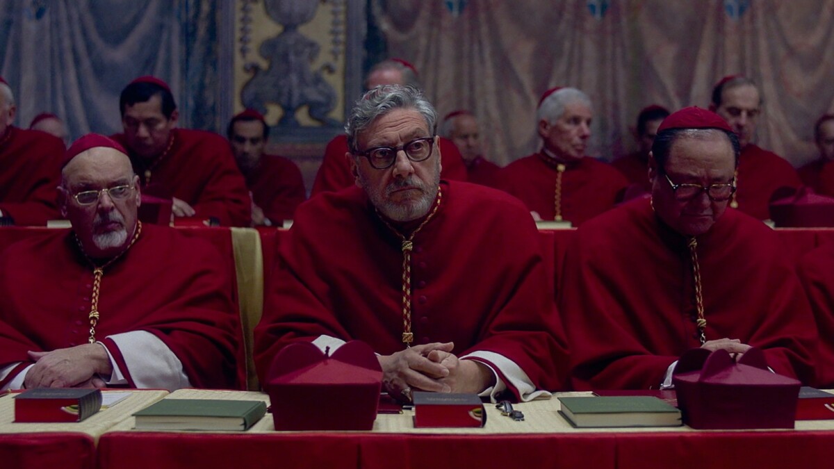 Sergio Castellitto co-stars as Cardinal Tedesco in "Conclave."