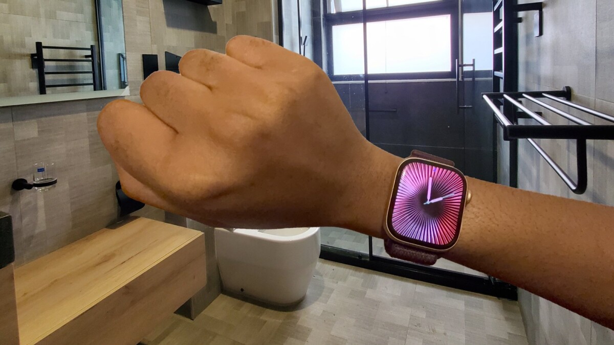 Apple Watch Series 10 in a shower room