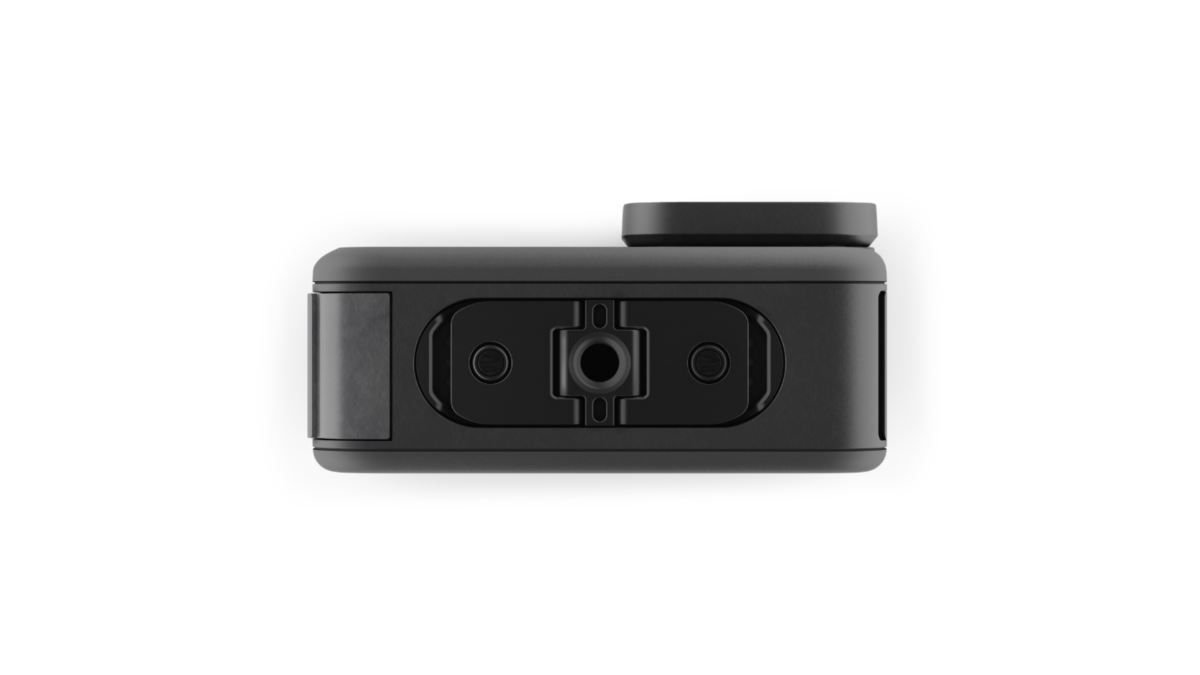 The GoPro HERO13's bottom, showing the mounting thread.