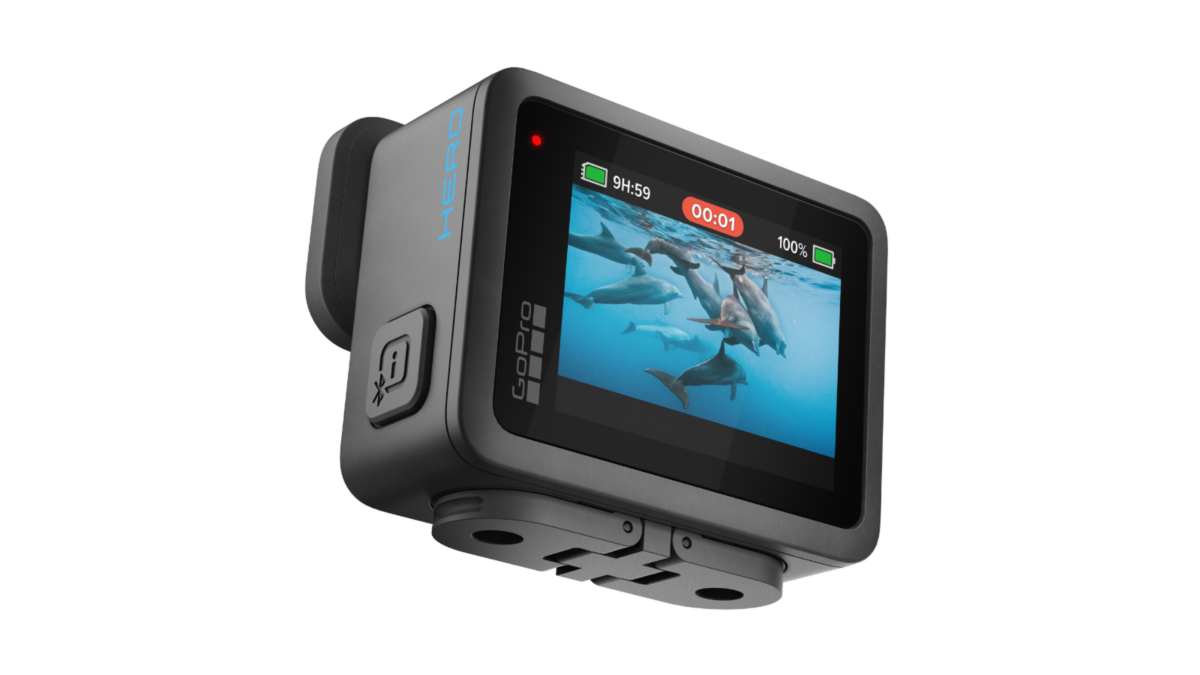 The back of the GoPro HERO, showing its screen.