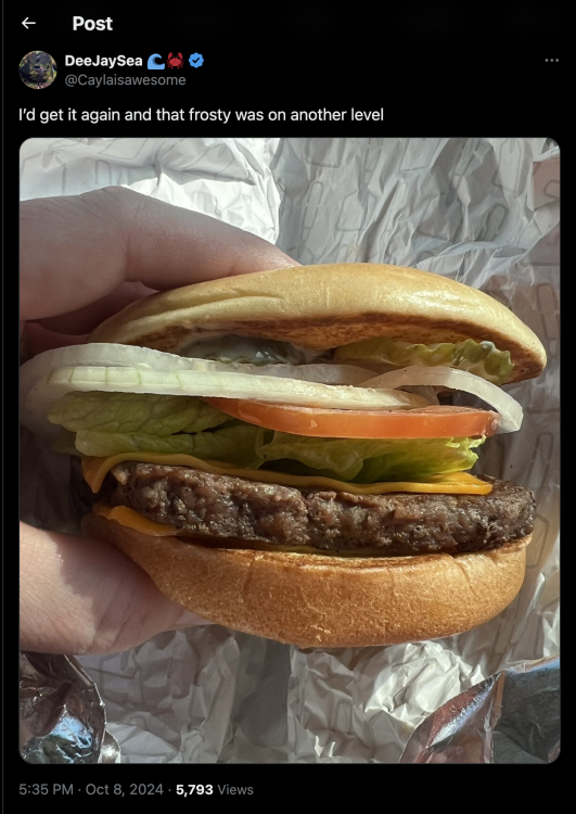 Krabby Patty from Wendy's in X post