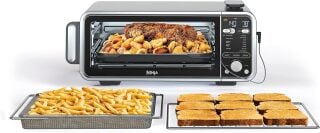 Ninja toaster oven air fryer combo with chicken, fries, and toast