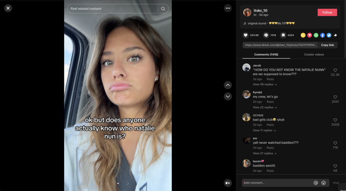 TikToker asking, "Ok, but does anyone actually know who Natalie Nunn is?"