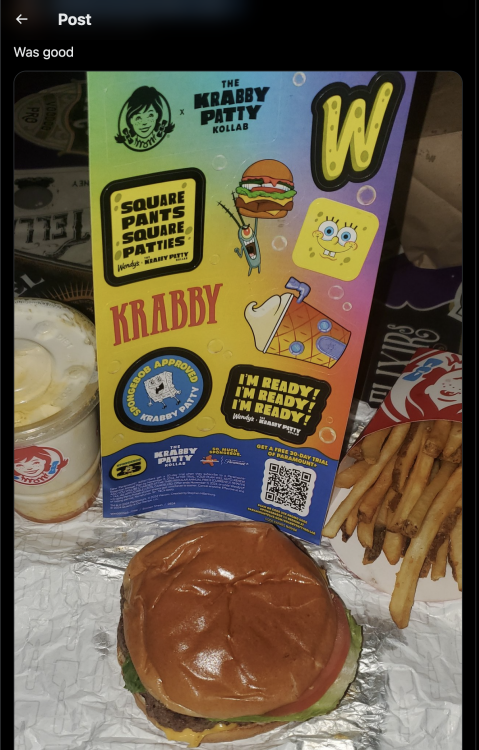 Krabby Patty meal displayed by X user