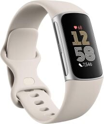 fitbit charge 6 with a white band on a white background