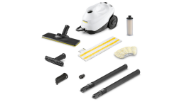 The Kärcher SC 3 EasyFix steam cleaner with incuded accessories.