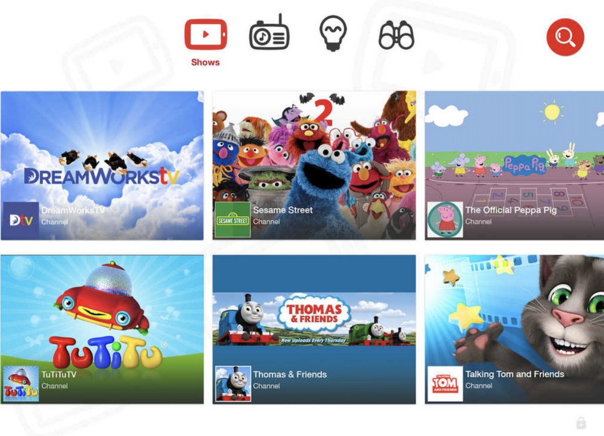 Old YouTube Kids design