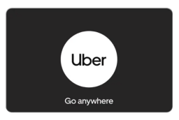 Black and white Uber gift card