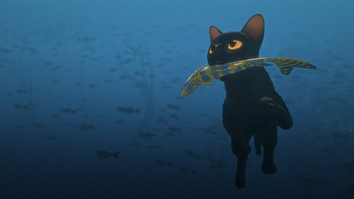 The cat in "Flow" takes a swim.