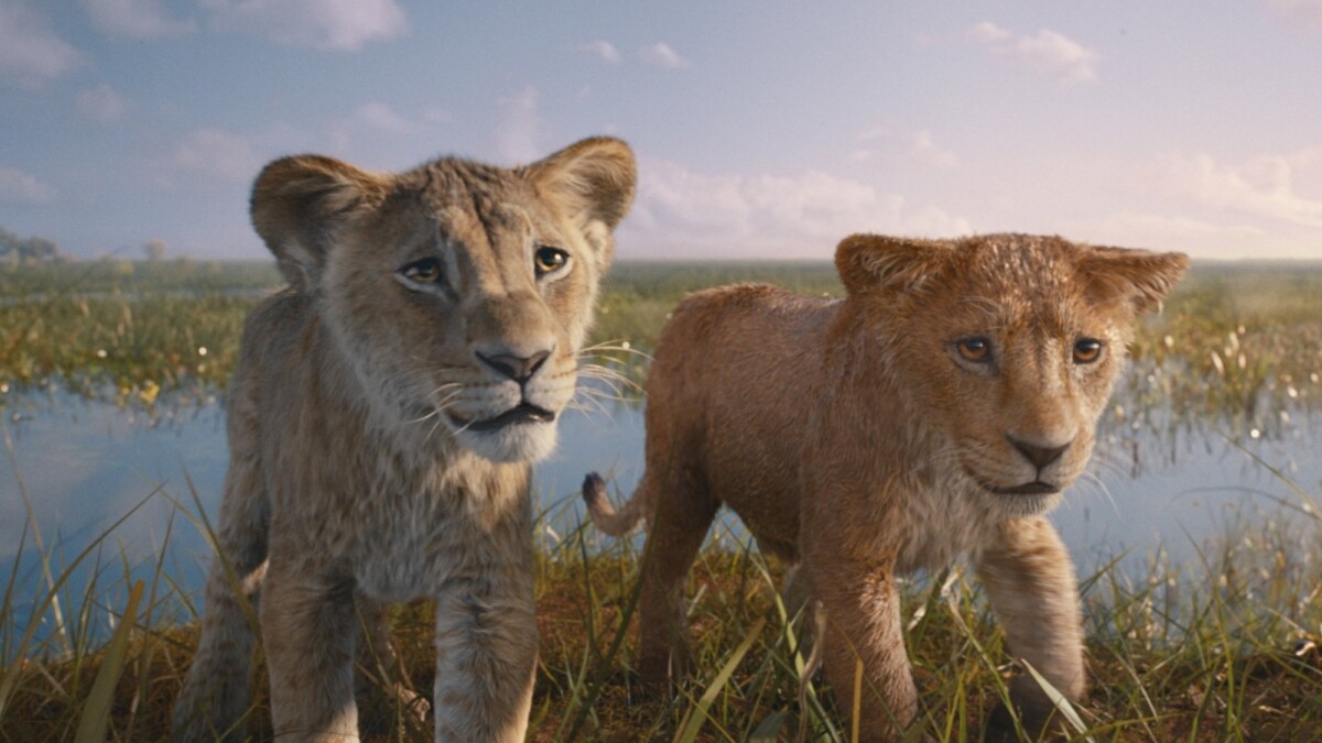 Taka (voiced by Theo Somolu) and Mufasa (voiced by Braelyn Rankins) in Disney’s live-action MUFASA: THE LION KING.