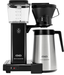 a black and silver moccamaster coffee maker