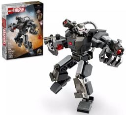 A gray War Machine Lego set appears with its packaging on white.