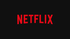 Netflix logo with red font and black background