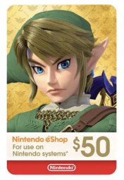 Nintendo gift card featuring Link from "Legend of Zelda"