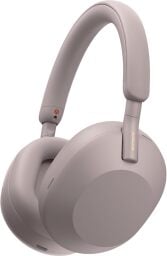 Sony WH-1000XM5 headphones in smoky pink