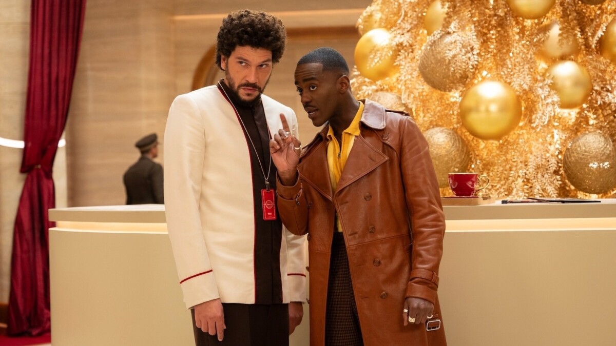 Joel Fry and Ncuti Gatwa in "Doctor Who: Joy to the World."