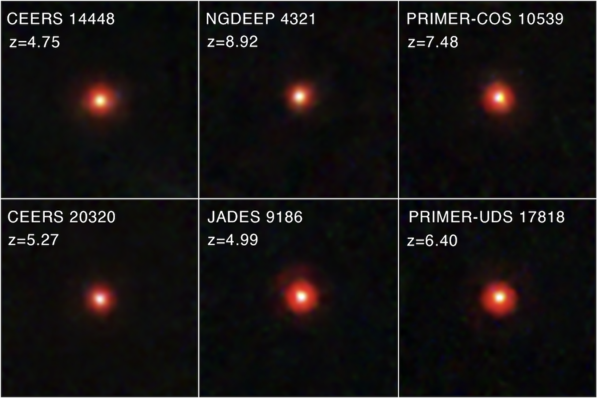 Some of the "little red dots" viewed by the James Webb Space Telescope.