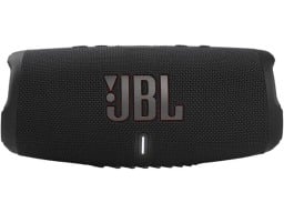 A black JBL Charge 5 Bluetooth speaker appears on white.