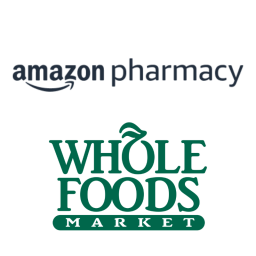 Amazon Pharmacy and Whole Foods logos on white background