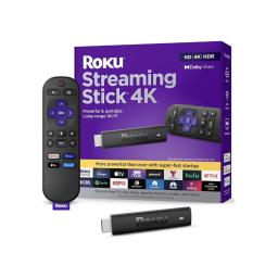 A Roku Streaming Stick 4K and remote.